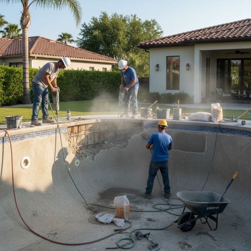 Local Gunite Pool Repair pros at work